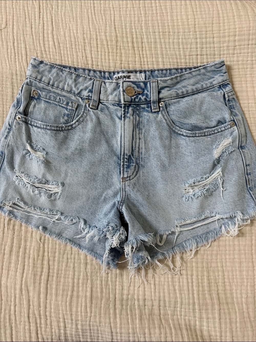 Garage Light Blue Denim Cutoff Shorts women’s